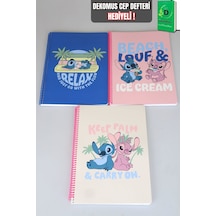 X Dekomus Lisanslı Lilo & Stitch Summer Vibes Collection "tekli" A4 80 Yaprak Kareli Defter "dekomus Cep Defteri Hediyeli" Altın