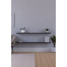 Yankı-BYEG 100 cm 2li Mat Siyah Mdf Duvar Rafı Gizli Bağlantı Kitaplık