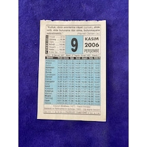 9 Kasım 2006 Takvim Yaprağı - Nostalji Koleksiyonluk Takvim Yaprağı