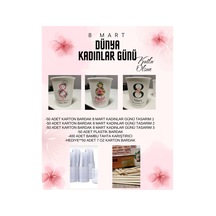 Yeni Ürün 8 Mart Kadınlar Günü Tasarımlı Sepet Karton Bardak,bambu Karıştırıcı,plastik Bardak 1