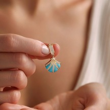 14 Ayar İstiridye Charm Uç Bilezik-kolye T13229