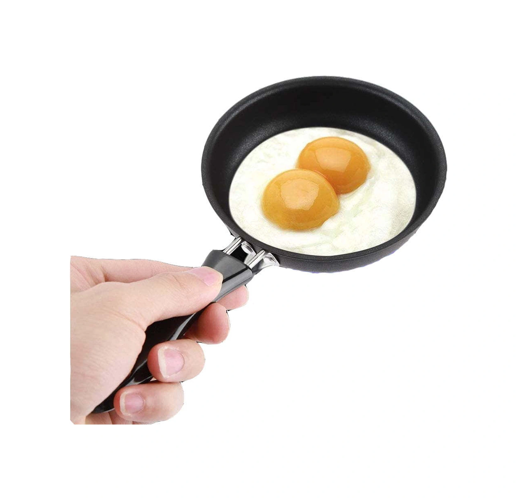 Kosona 12 Cm Demir Tava, Anti Yapışkan Kaplama, Kollü, Küçük Yuvarlak Kahvaltı Yumurtaları İçin Mini Fritöz Diğer