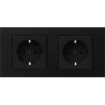 Ovivo Grano Siyah 2'li Set Topraklı Priz + Topraklı Priz