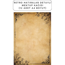 Retro Hatıralar Detaylı Mektup Kağıdı 12 Adet A4 Boyut
