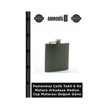 Paslanmaz Çelik Tekli 6 Oz Matara Arkadaşa Hediye Cep Matarası Doğum Günü Metal