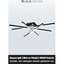 Nova 8 Silver Led Tavan Avize Kumandalı Dim Edilebilir Aşağı Işık Beyaz Işık