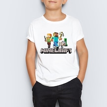 Minecraft Baskılı Unisex Çocuk Tişört T-Shirt Mr-10 Çok Renkli