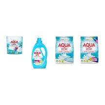 Aquabor Doğal Mineralli Tablet + Sıvı Renkliler + 4 Kg Beyaz + 4 Kg Renkliler 4 Lü Set