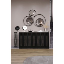 Bodrum Model, Siyah Üstü Beyaz Renk, 136 Cm Petek Kaplama, Dresuar Siyah