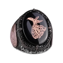 925 Ayar Gümüş El Yapımı Erkek Yüzük - Davut Yıldızı Yüzüğü Sema Töreni Gümüş