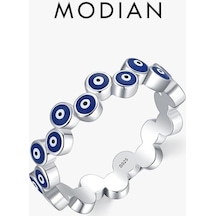 Novahub Modıan 925 Ayar Gümüş Sanat Tasarım Mavi Gözler İstiflenebilir Parmak Yüzük Kadınlar İçin Moda Güzel Parti Takı Aksesuarları 8 - 8 Gümüş