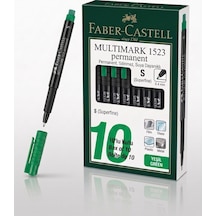 Faber-castell Süper İnce Uçlu S Yeşil Asetat Kalemi - Permanent, Silinmez, Suya Dayanıklı - 10 Adet Toptan Paket