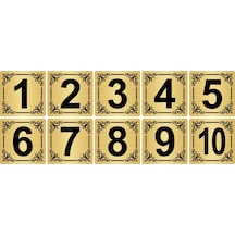 Metal Kapı,Masa,Dolap Numarası 4x4cm 10 adet (1..10) Altın Renk Metal