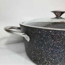 3116 28cm Granit Tencere Siyah