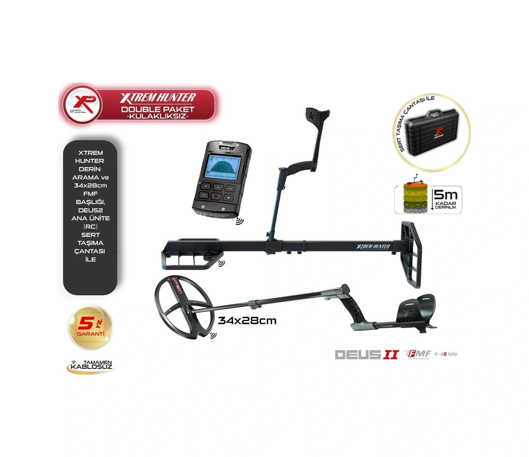 Xtrem Hunter Dedektör - 34x28cm Fmf Başlık Deus 2 Ana Kontrol Ünitesi İle