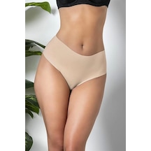 Fevien 3'lü Paket Dikişsiz, İz Yapmaz, Lazer Kesim, Yüksek Bel Slip Külot Cappucino Brf21263 Cappucino
