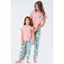 Türen Kadın Dokuma Yapraklı Kısa Kollu Pijama Takım 001