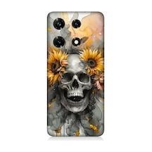 İnfinix Note 30 Pro Uyumlu Çiçekli Kurukafa Fantezisi Desenli Silikon Kılıf Çok Renkli