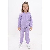 Toontoy Kız Çocuk Nakışlı Eşofman Takım Lila