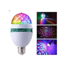 Disco Topu Renkli Led Döner Başlıklı Disko Topu Ampul Gece Lambası 3 Watt E27 Duylu + Fişli Duy