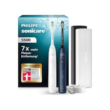 Philips Sonicare 5500 Elektrikli Diş Fırçası, 2 Fırçalama Modlu Sonic Diş Fırçası, Basınç Kontrolü, Easystart, Smartimer Ve Brushpacer, Beyaz Ve Lacivert, 2'li Paket, Model Hx7119/01 Yeni Teknoloji