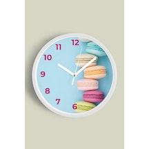Pastel Renkli Macaron Modern Duvar Saati - 42cm - Önü Camlı Beyaz Kasa - Sessiz Mekanizma Beyaz