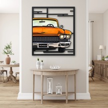 Turuncu Klasik Amerikan Otomobili - Metal Tablo - Dec0316 84 X 95 Cm Çok Renkli