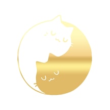 Kediler Ying Yang Araba Sticker 17x17 Cm Gold