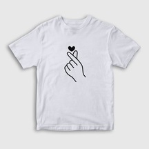 Presmono Unisex Çocuk Finger Heart Bts T-Shirt