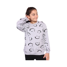 Toontoy Kız Çocuk Komple Gülen İfade Baskılı Sweatshirt Gri Melanj Toontoy Kız Çocuk Komple Gülen İfade Baskılı Sweatshirt Gri Melanj