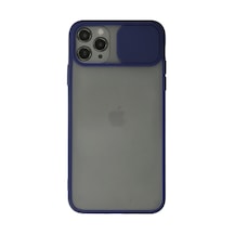 Apple  Uyumlu - iPhone 11 Pro Max Kılıf Palm Buzlu Kamera Sürgülü Silikon - Lacivert Çok Renkli