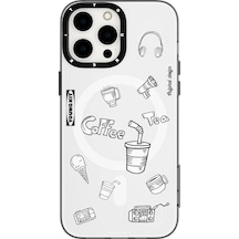İphone 14 Pro Uyumlu Kılıf Magsafe Şarj Özellikli Desenli Youngkit Plaything Serisi Kapak Beyaz