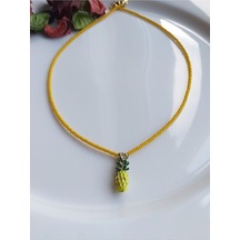 Sarı Ananas Figürlü Boncuk Kolye Çok Renkli