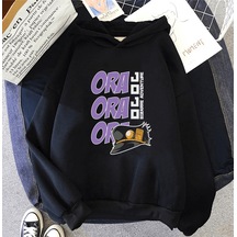Anime Jojo Ora Ora Ora Kapşonlu Sweatshirt Siyah