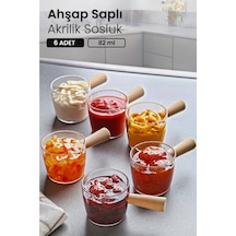 Kitchen Life 6 lı Ahşap Saplı Mika Reçellik Sosluk Sofra Sunum Kahvaltı Seti - 82 ML Şeffaf