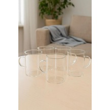 6'lı Çay Kupa Seti, Borosilikat Cam Kupa, 200 Ml Şeffaf