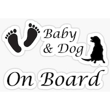 Arabada Bebek ve Köpek var Sticker Etiket 19CM md3