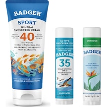 Badger Clear Zinc Kokusuz Güneş Kremi SPF40 87 ML + Stick Güneş Kremi SPF35 18.4 G + Outdoor Crean Stick 17 G