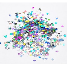 Kelebek Figürlü Gümüş Holografik Glitter, Epoksi Reçine Ve Nail Art İçin, 5gr
