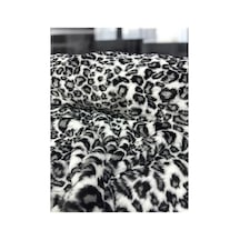 Leopar Desen Peluş Kumaş, Dekoratif 100x150 Cm, Tekstil Leopar Siyah Beyaz Leopar Siyah Beyaz