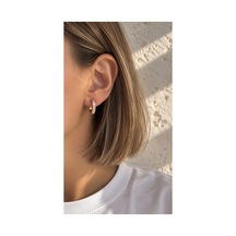 Çelik Rose Gold Taşlı Oval Gianna Küpe -kararma Yapmaz- Altın