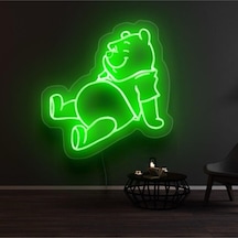 Winnie The Pooh Figürlü Dekoratif Neon Tabela Yeşil
