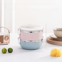 Youtek 2 Katlı Dairesel Yemek Kutusu, 201 Çelik Malzeme, Leakproof Isı Saklama, Bölmeli Pratik Öğle Yemeği Kutusu, Günlük Kullanıma Uygun Diğer