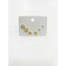 Yıldız Detaylı Altılı Küpe - Kp00603 Çok Renkli