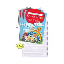 Güzel Yazı Defteri A4 Boy 19x27 CM 24 Yaprak 3 Adet Standart Çizgili Yazı Defteri Dik Temel Harflerle 1. Sınıf
