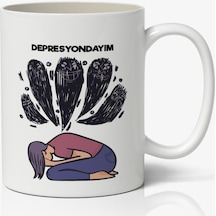 Depresyondayım Baskılı Kupa Bardak Kahve Kupa Bardak