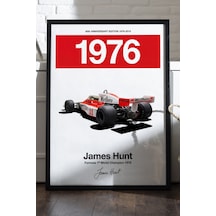 James Hunt 1976 Siyah Ahşap Çerçeveli Poster, Dekoratif Formula 1 Duvar Tablosu