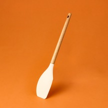 Aroww Ahşap Saplı Silikon Spatula - Krem / Kahverengi Çok Renkli