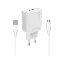 18w Şarj Adaptörü + 3.0a Hızlı Şarj Micro Usb Kablo Beyaz Kdr-40m Yerli Üretim 18w+micro Usb Kablo