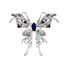 Rhinestone Sıvı Devlet Kelebekler Broş Zarif Hırka Ceket Takım Elbise Yaka Pin Takı Gümüş